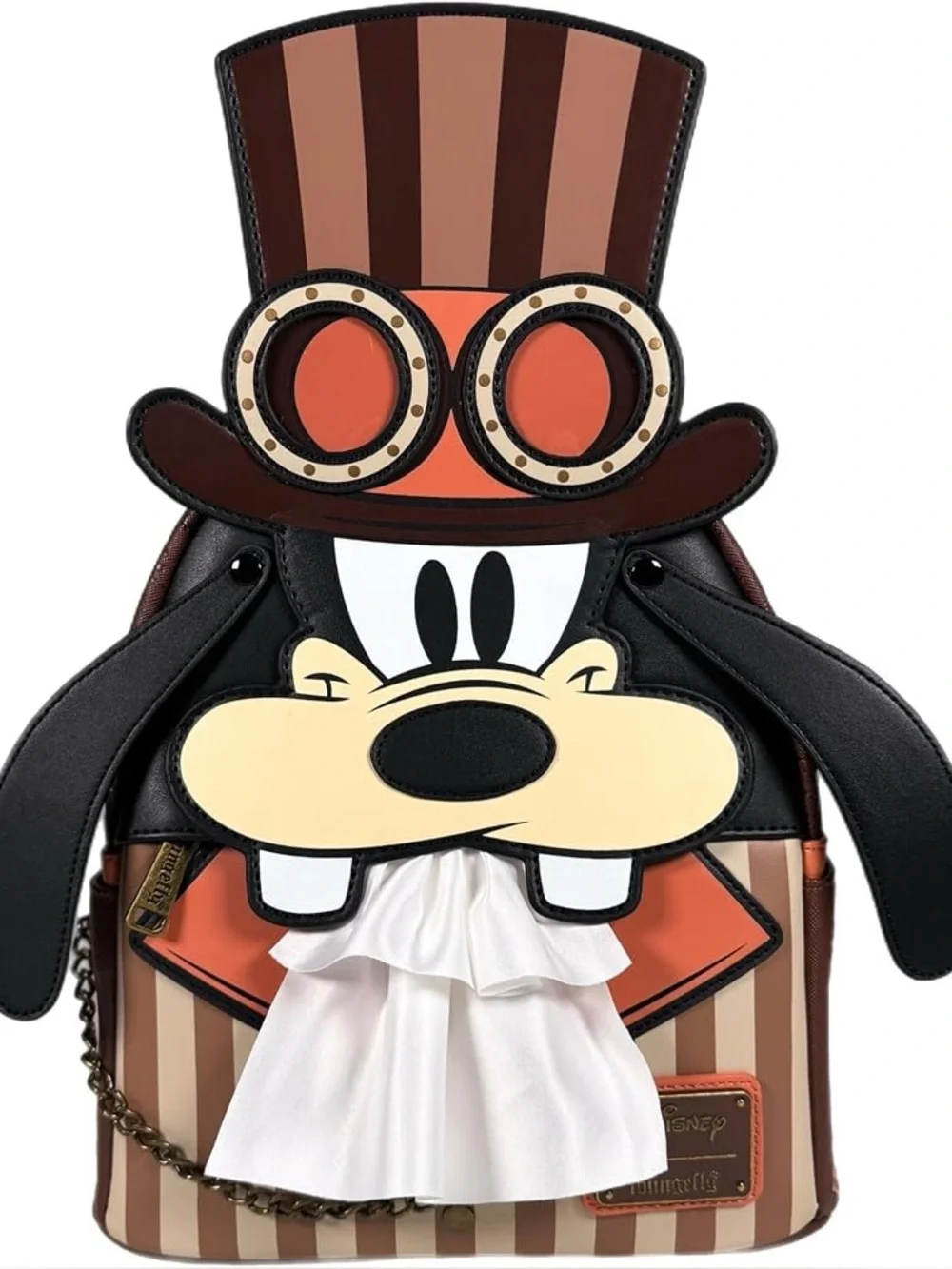 Loungefly Disney Goofy Steampunk Top Hat Mini Backpack in Brown, Cream & Orange